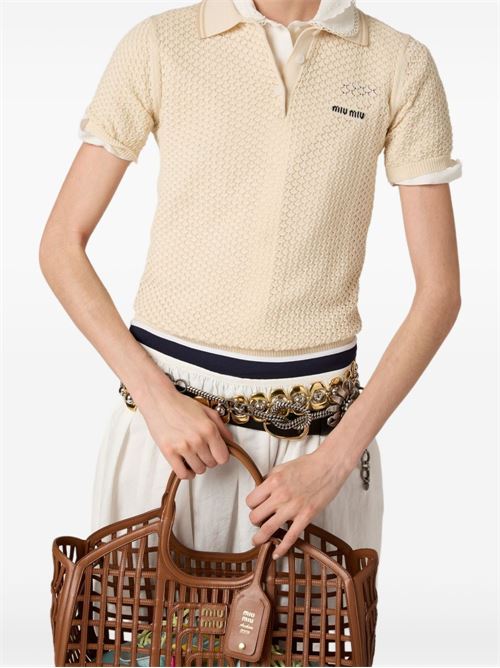 Polo con ricamo MIU MIU | MMLB2817NLF0018